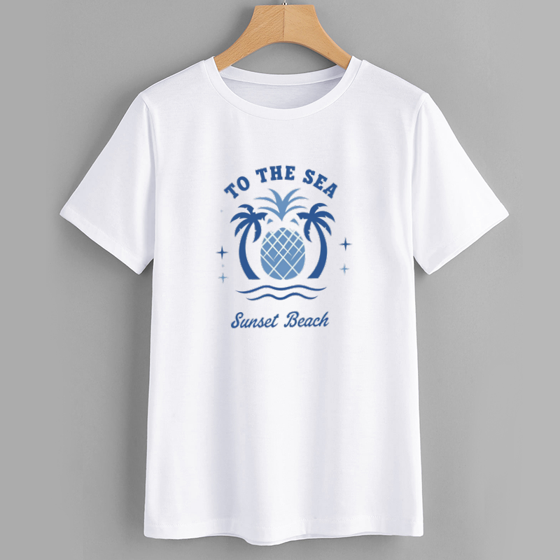 Sunset Beach Pineapple Graphic T-Shirt