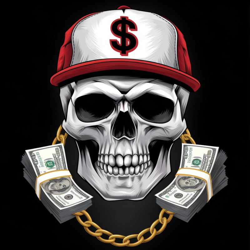 Urban Hip Hop Graphic T-Shirt with Money Motif