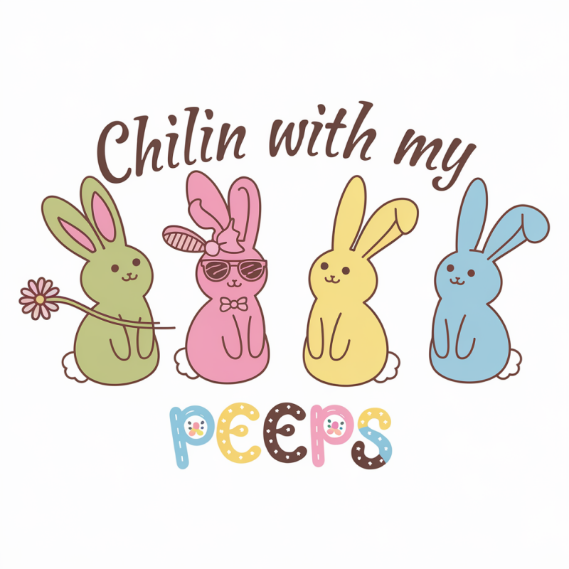 Chillin Bunnies Cotton Tee Casual T-Shirt