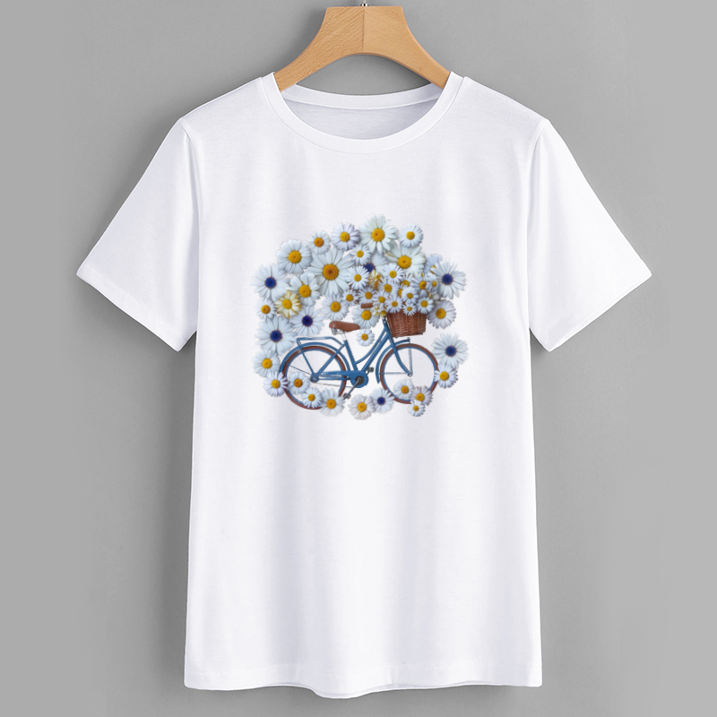 Floral Bicycle Graphic T-Shirt