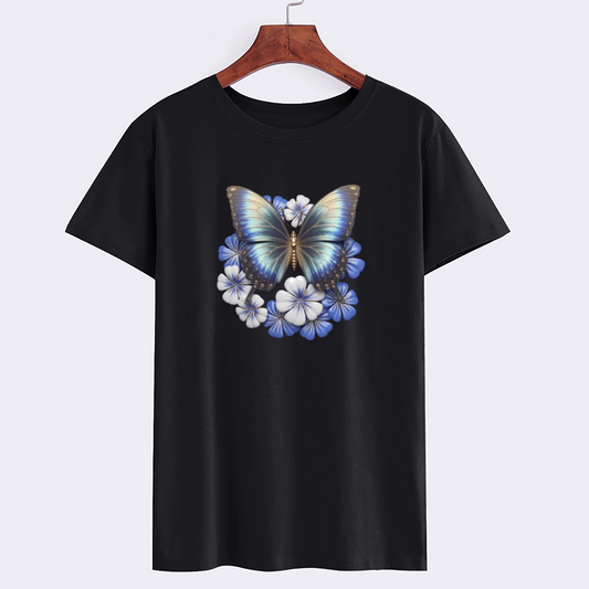 Artistic Butterfly Floral Print T-Shirt