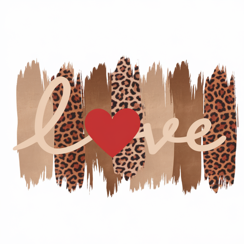 Leopard Love Heart Graphic Cotton T-Shirt