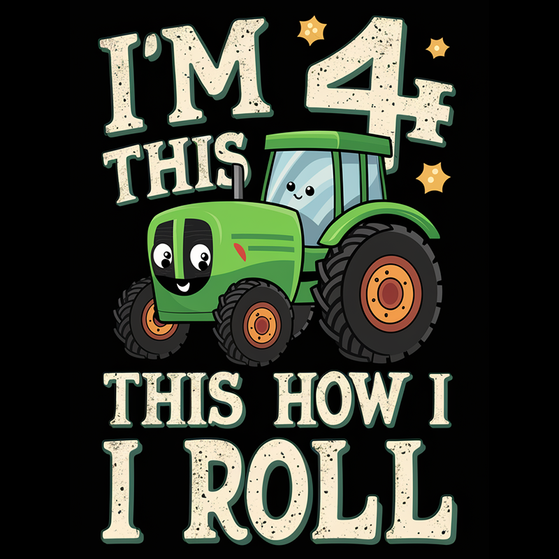 I'm 4 This How I Roll Tractor T-Shirt for Kids