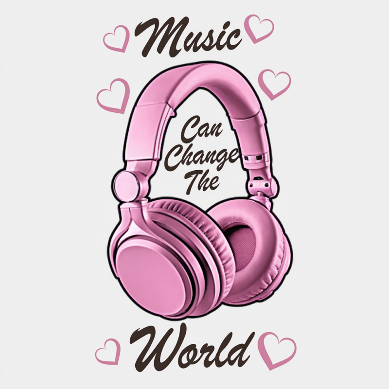 Pink Headphones Graphic T-Shirt for Music Lovers