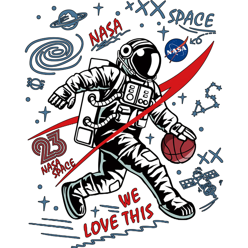 NASA Space Astronaut Basketball Graphic T-Shirt