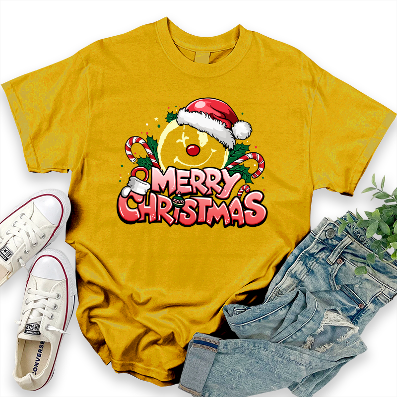 Christmas Smiley Face Top