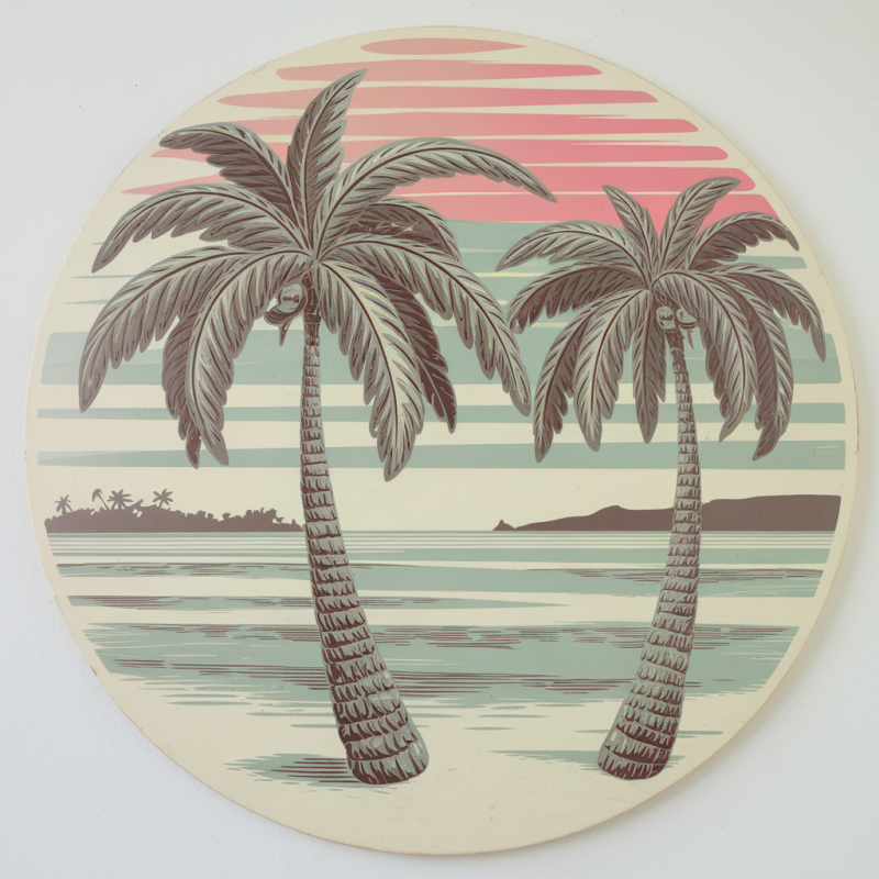 Retro Palm Tree Sunset Cotton T-Shirt