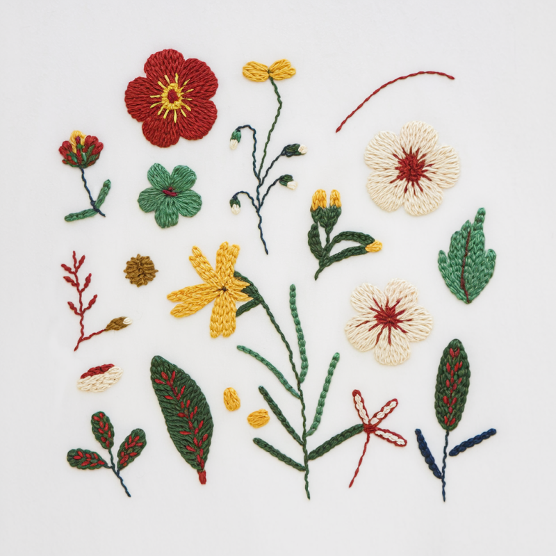 Floral Embroidery White Casual T-Shirt