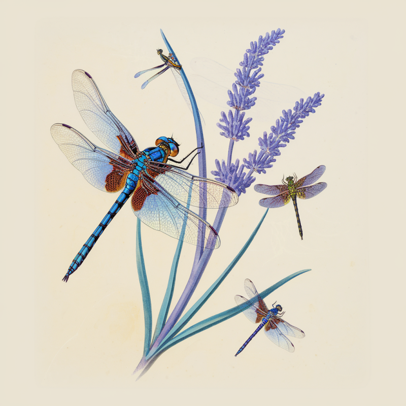 Dragonfly and Lavender Graphic T-Shirt