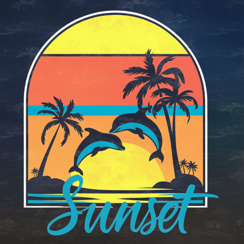 Dolphin Sunset Graphic T-Shirt