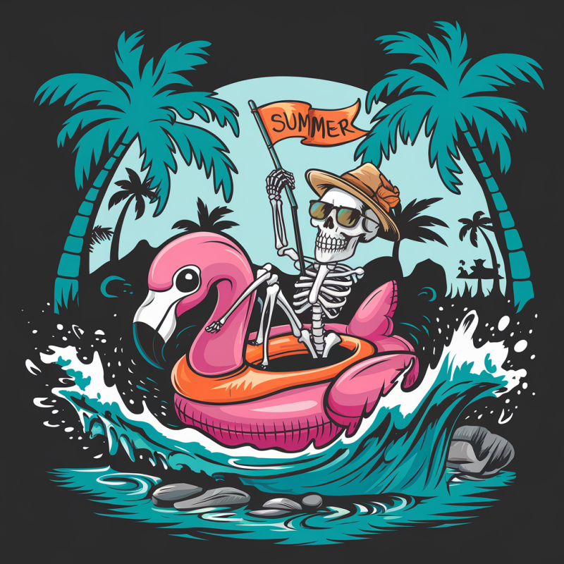 Skeleton Summer Graphic T-Shirt