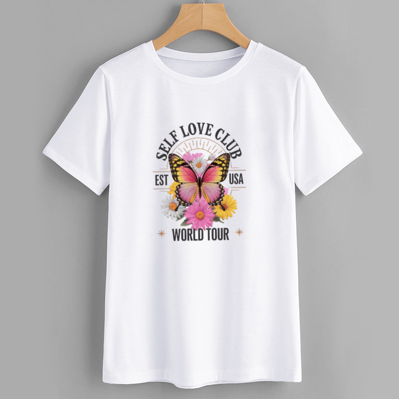 Self Love Club Butterfly Floral Graphic T-Shirt
