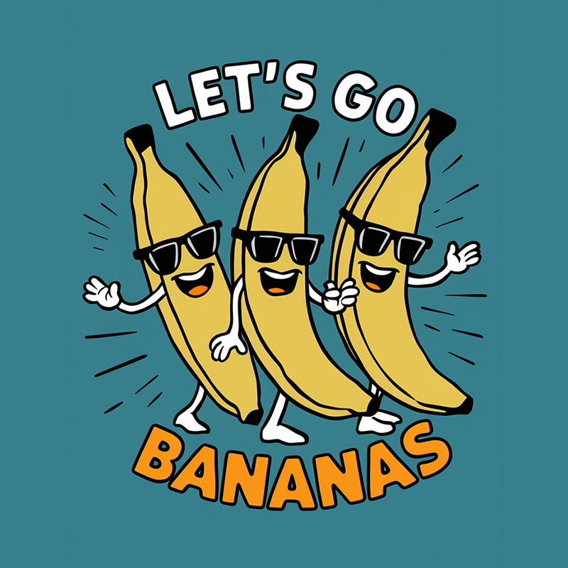 Fun Patterned 'Let's Go Bananns' T-shirt