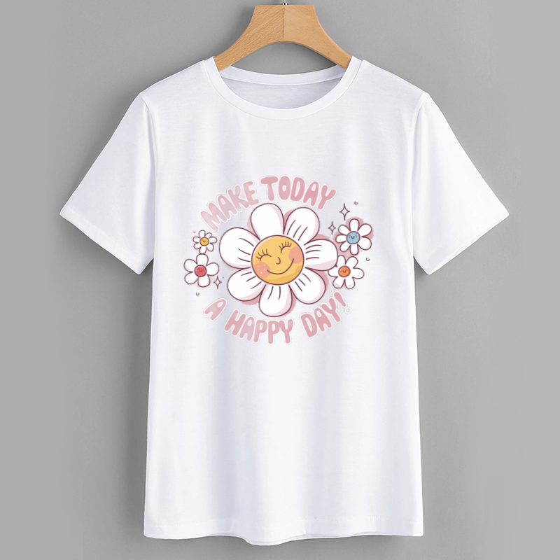 SunnySmile Make Today Flower Graphic T-Shirt Cotton