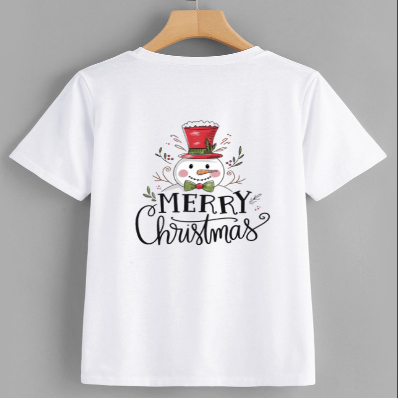 Merry Christmas Snowman Graphic T-Shirt