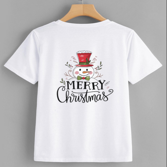 Merry Christmas Snowman Graphic T-Shirt