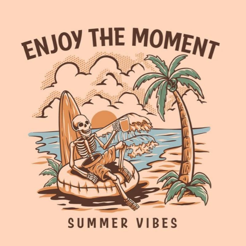 Skeleton Enjoy The Moment Summer Vibes T-Shirt