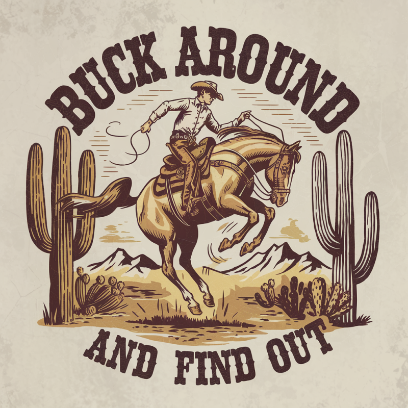 Vintage Buck Around Cowboy T-Shirt