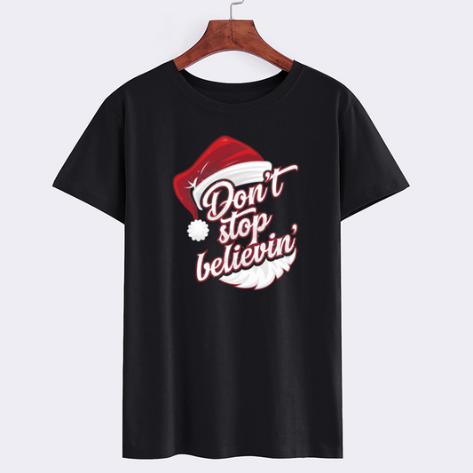 Santa Hat Don't Stop Believin' Graphic T-Shirt