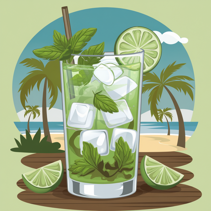 Summer Mojito Beach Graphic Cotton T-Shirt