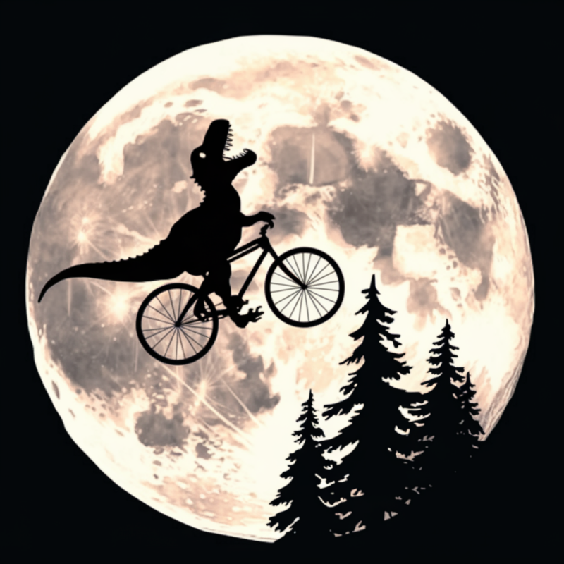 Dinosaur Riding Bicycle Graphic T-Shirt