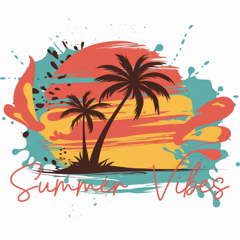Sunset Palm Summer Vibes Cotton T-Shirt
