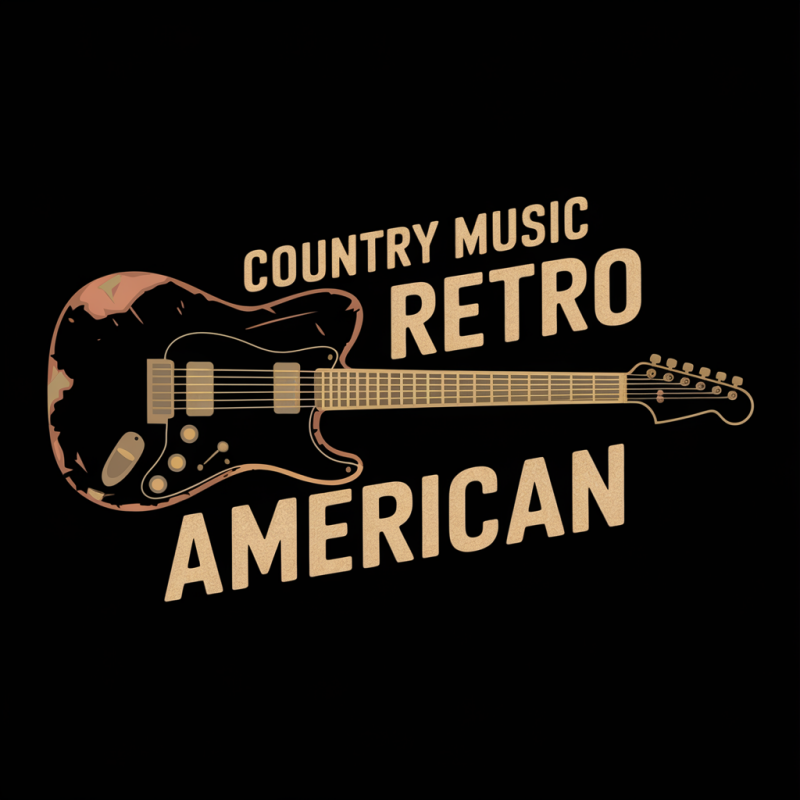Retro Country Music American Guitar T-Shirt