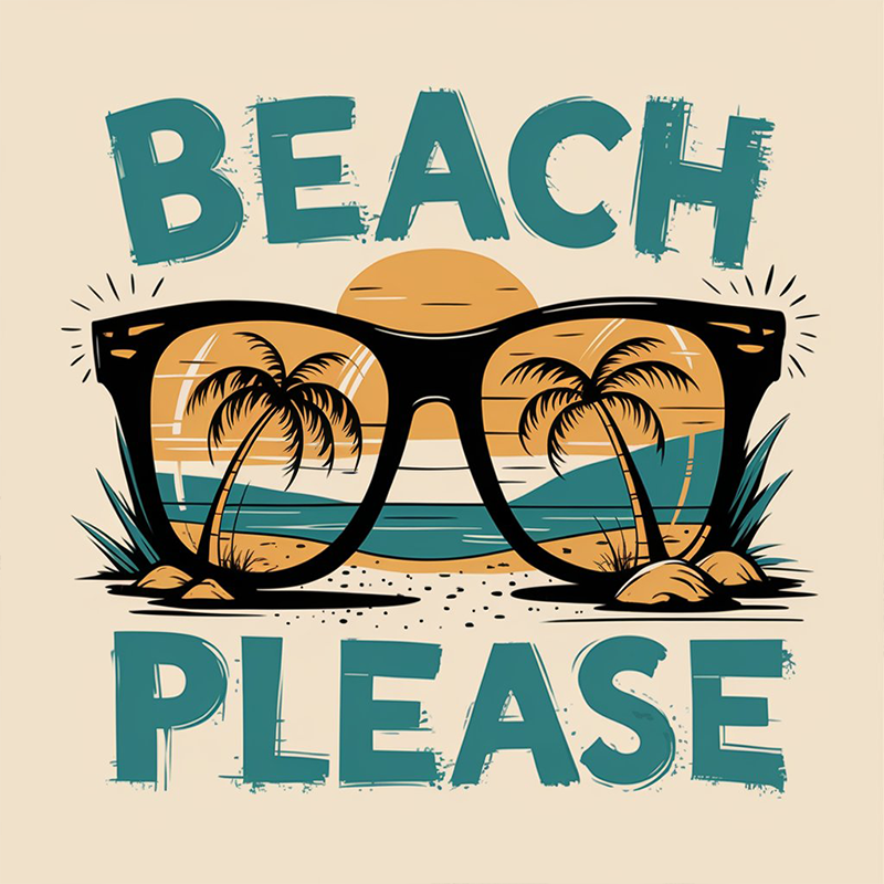 Hawaiian Pattern 'Beach Please' T-Shirt