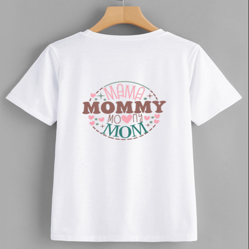 Cute Mommy Graphic T-Shirt with Hearts