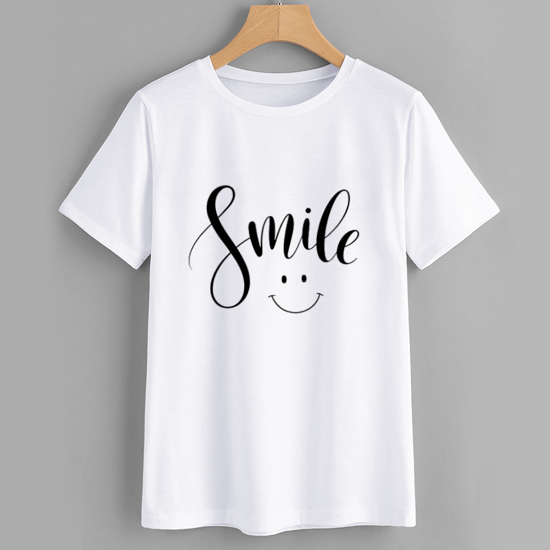 Smile Script Cotton Graphic T-Shirt