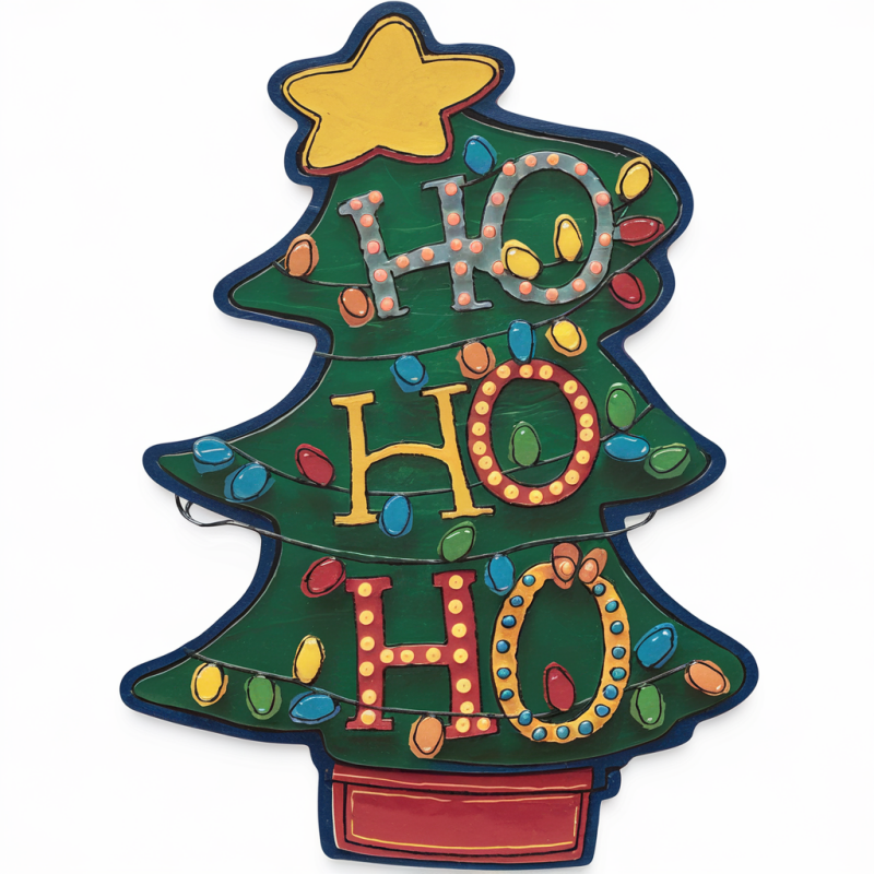 Festive HO HO HO Christmas Tree Graphic T-Shirt
