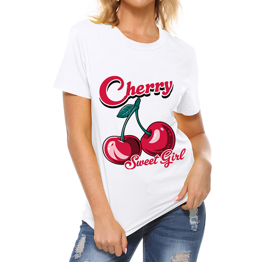 Cherry Pattern 'Cherry, Sweet Girl' T-Shirt