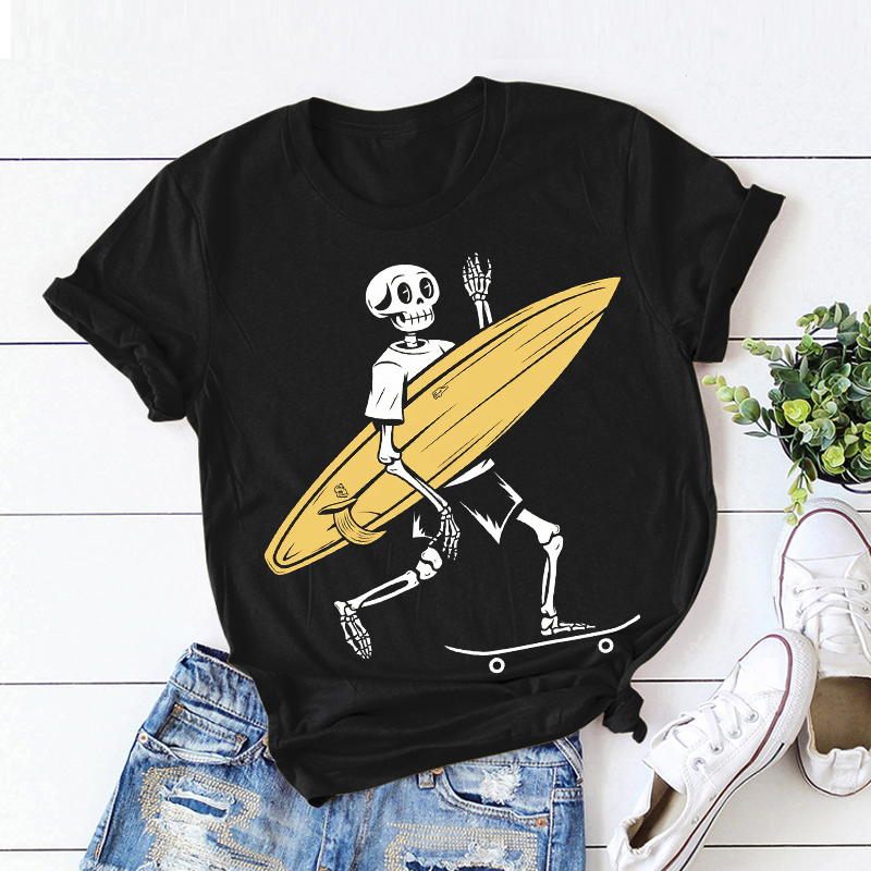 Skull Pattern Top Graphic T-Shirt