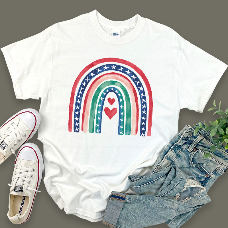 Independence Day Rainbow Love Heart Top