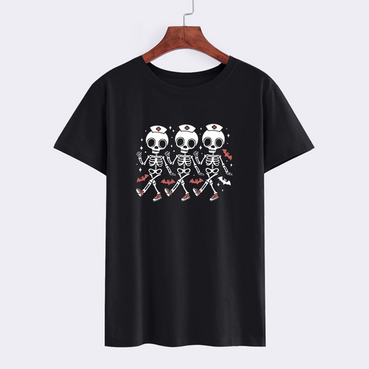Funny Skeleton Nurse Halloween T-Shirt