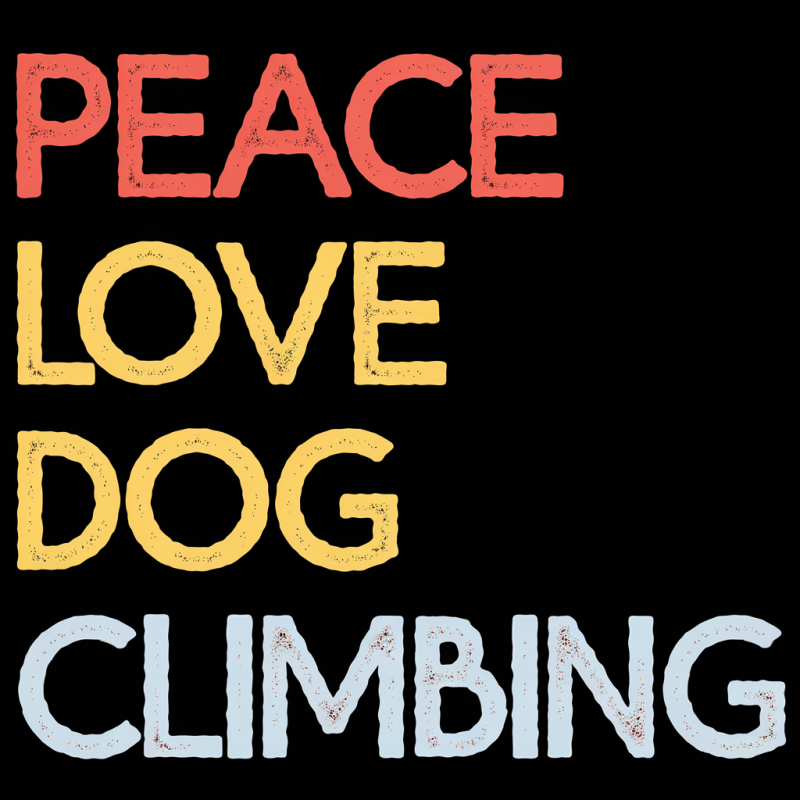 Peace Love Dog Climbing Graphic Cotton T-Shirt