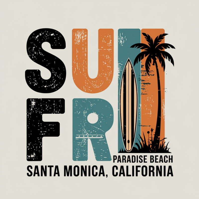 Santa Monica Surf Graphic T-Shirt