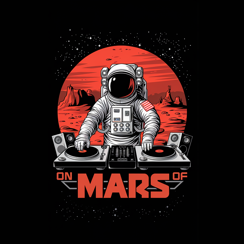 DJ Astronaut on Mars Graphic T-Shirt