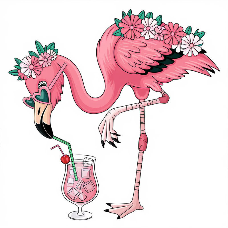 Flamingo Graphic Hawaiian Casual T-shirt