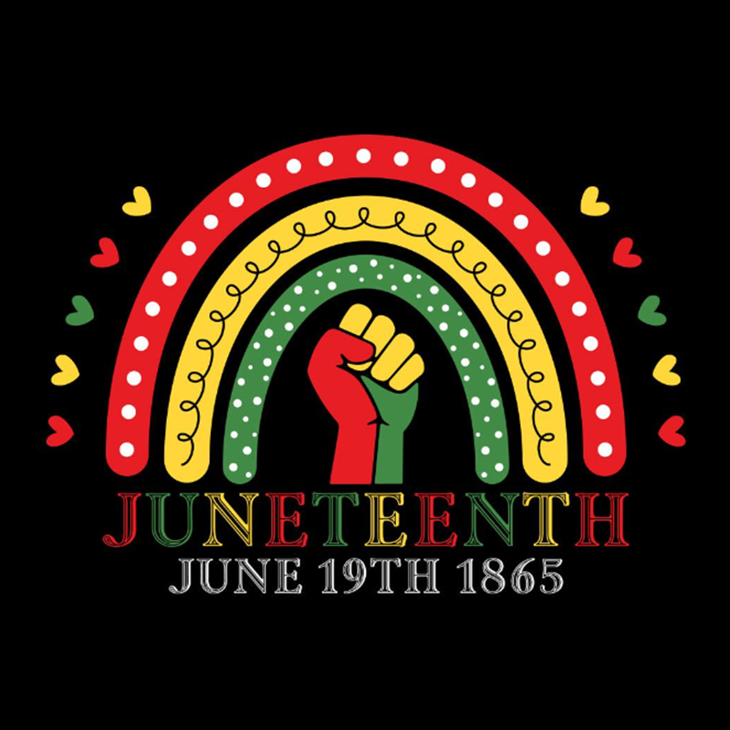 Juneteenth Celebration T-Shirt with Rainbow Design