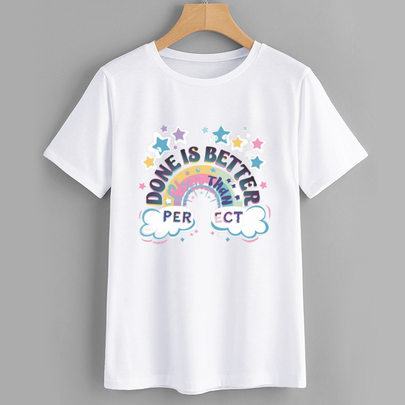Cotton Motivational Quote Rainbow T-Shirt