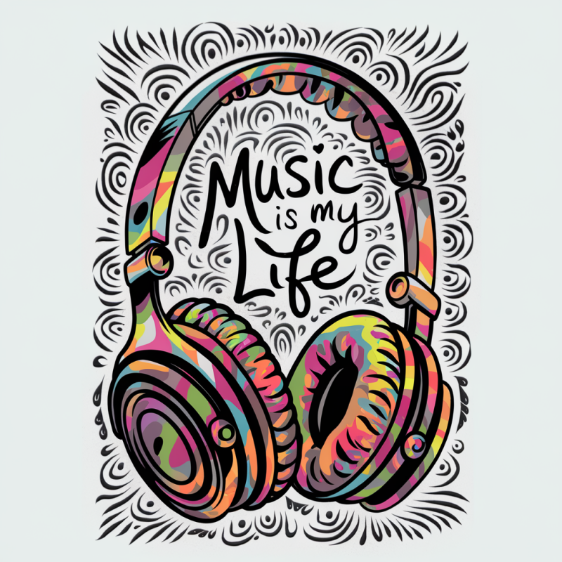 Music Headphones Graphic Cotton T-Shirt