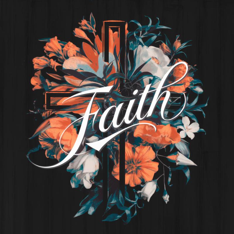 Floral Faith Graphic Black T-Shirt