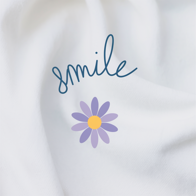 Smile Graphic Floral T-Shirt