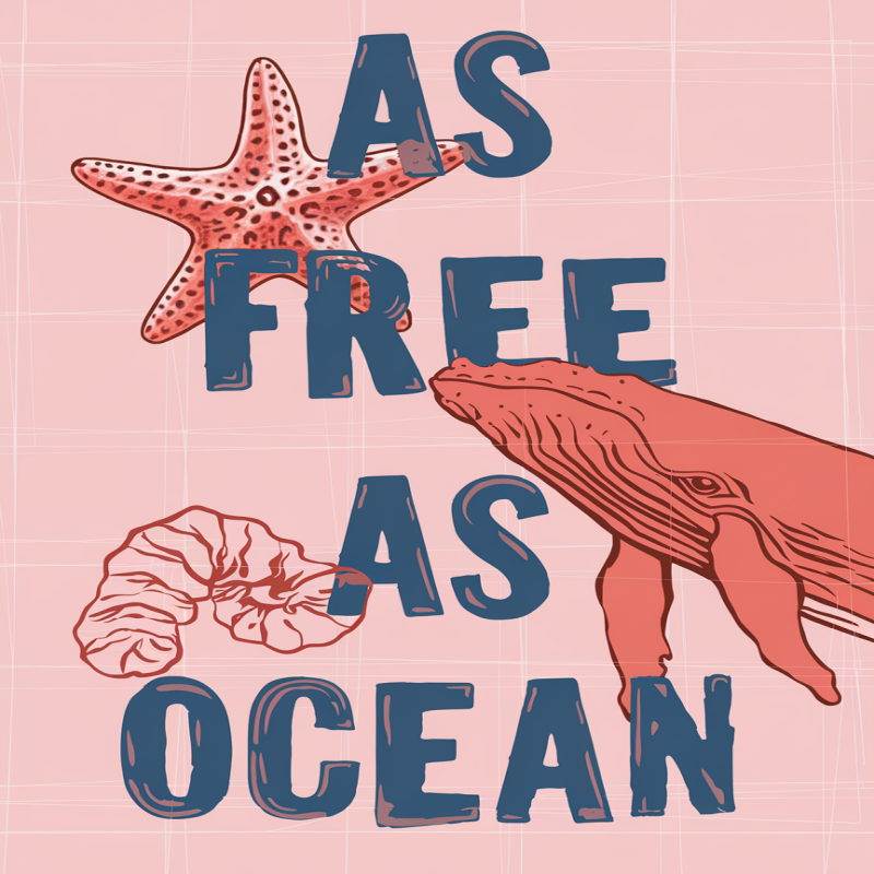 Ocean Freedom Graphic T-Shirt - Starfish & Whale Design