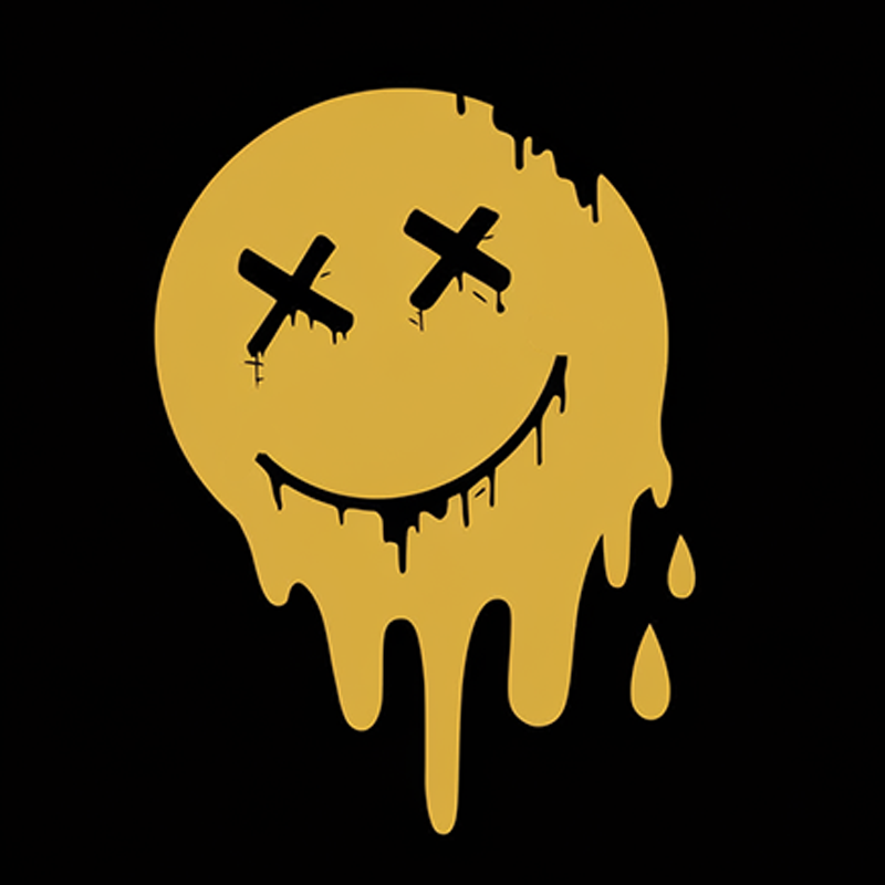 Dripping Smiley Face Black T-Shirt