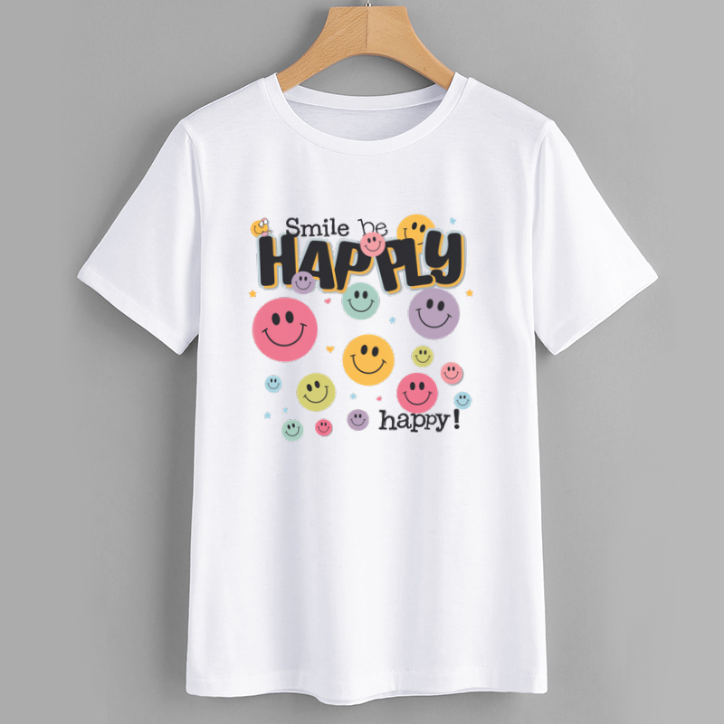 Happy Smiley Cotton T-Shirt Casual Tee