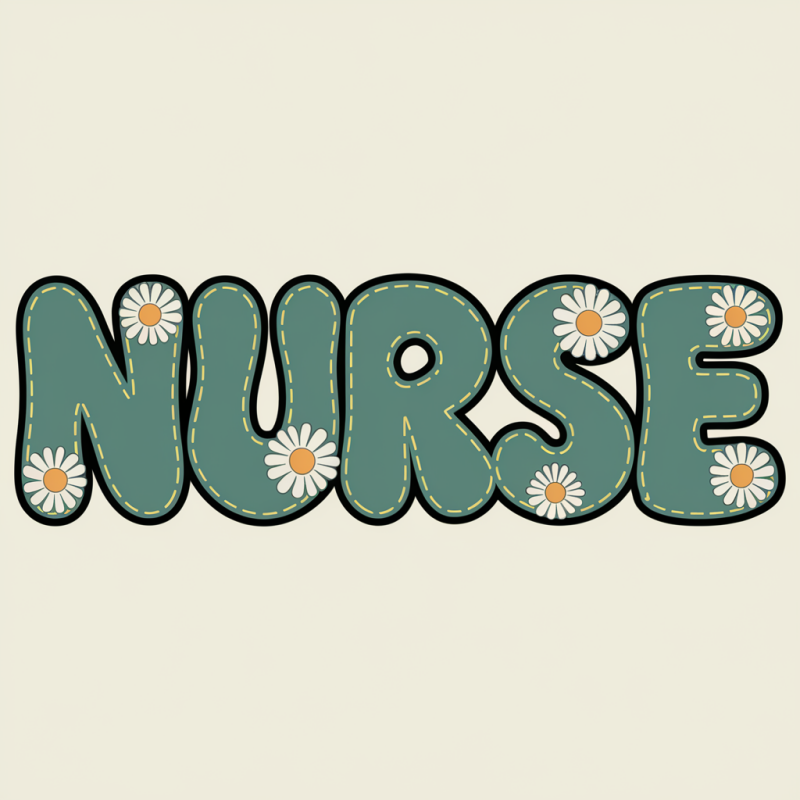 Funny Nurse Graphic T-Shirt with Floral Design