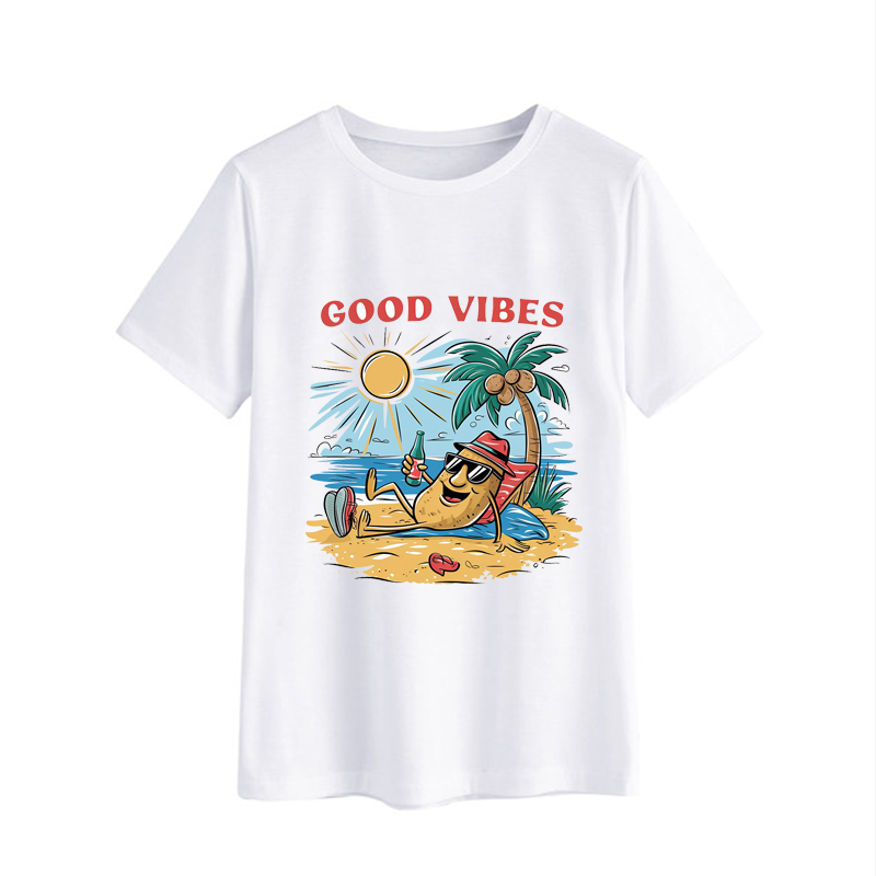 Good Vibes Cartoon Graphic T-Shirt