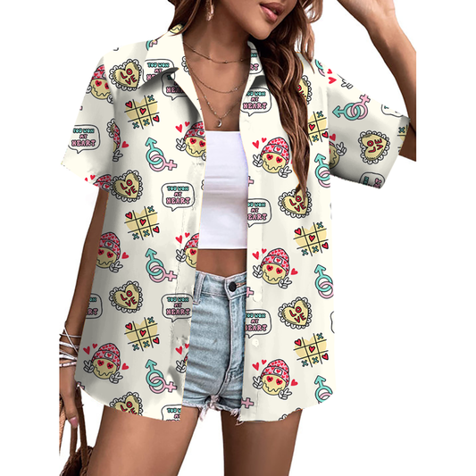 Valentine's Day Pattern Button-Down Shirt